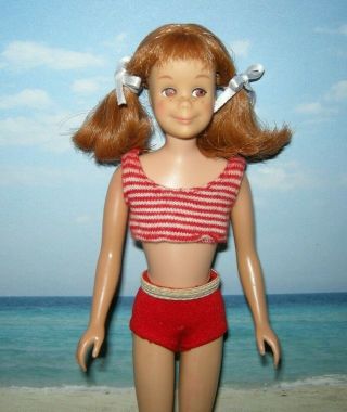 Vintage Skooter Doll Titian Red Hair W/ Swimsuit 1965 Straight Leg Skipper Pal