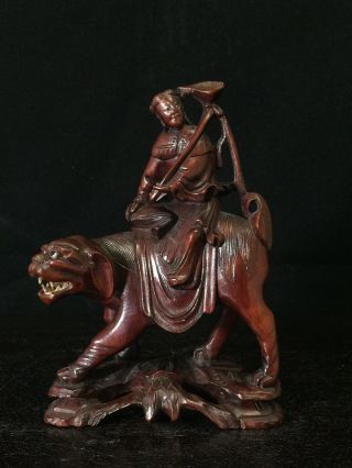 Antique Vintage Chinese Wood Carved Figurine Art Sculpture 6” Tall