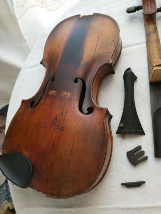 Antique Violin With Case In Need Of Repair