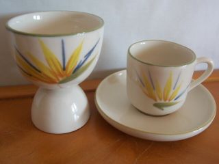 Vintage Winfield China Bird Of Paradise Eggcup Egg Cup & Deni Cup & Saucer -