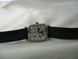 Fossil Felix The Cat Black & Silver Toned Wristwatch w/ Adjustable Buckle Band 3