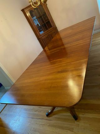 Leopold Stickley 1956 Cherry Double Pedestal Dining Room Table With 4 Leaves 4