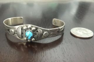 Vtg Native American Sterling Silver By 925 Navajo Sleeping Beauty Turquoise Cuff