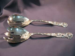 Vintage Italian Silver Plate Salad Spoon & Fork - Roses & Roses - Very Wonderful