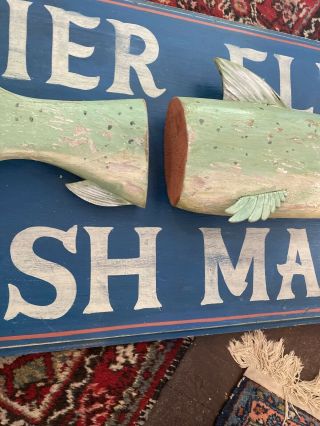 Awesome Pier 11 Fish Market Carved Sign Antique Vintage Wooden Wood 3
