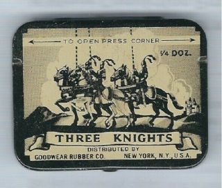 Vintage Three Knights Condom/rubber Prophylactics Tin