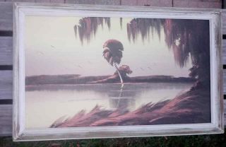 Highwaymen Painting By James Gibson Vintage Oil On Upson Board 41.  5 " X 25.  5 "
