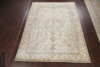 Antique Muted Tebriz Distressed Hand - knotted Floral Area Rug Wool Oriental 9x12 2