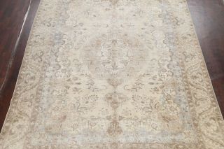 Antique Muted Tebriz Distressed Hand - knotted Floral Area Rug Wool Oriental 9x12 3