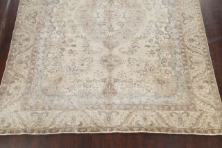 Antique Muted Tebriz Distressed Hand - knotted Floral Area Rug Wool Oriental 9x12 5