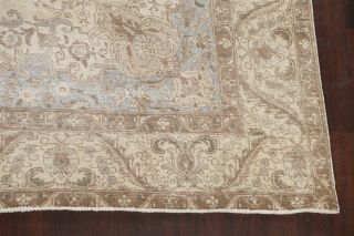 Antique Muted Tebriz Distressed Hand - knotted Floral Area Rug Wool Oriental 9x12 6