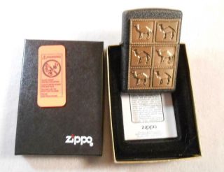 Vintage Unfired Zippo Lighter - Camel Cigarette - Black Crackle Six Panel