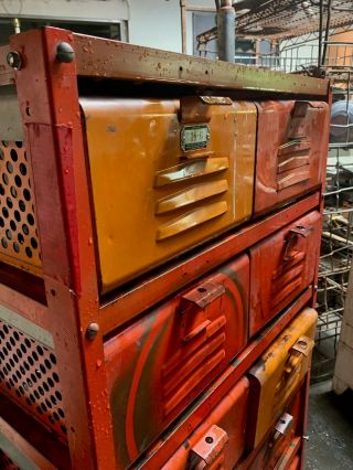 Vintage Industrial Orange 10 - Basket Metal Locker Storage 4