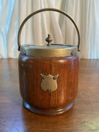 Vintage Rishworth’s Oak Barrel Humidor Tobacco Jar Porcelain Lined Pewter