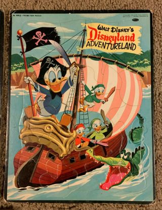 4 Vintage Disneyland & Mickey Mouse Club Frame Tray Puzzles 1955 - 56 3