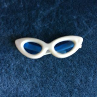 Vintage Barbie White Cat Eye Sunglasses With Blue Lenses From Many Outfits