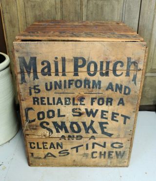 Bloch Bros MAIL POUCH Tobacco Antique Wood CRATE w/ Label Wheeling WV 6