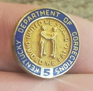 Rare Vintage 10 Kt Gold Filled Kentucky Dept.  Of Corrections Service Award Pin