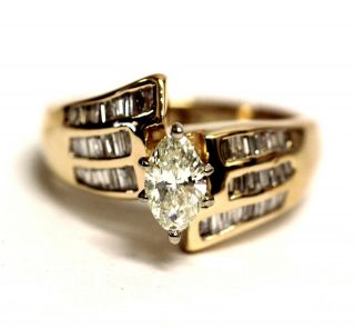 14k Yellow Gold G - H Vs 1.  19ct Marquise Diamond Engagement Ring 6g Estate Antique
