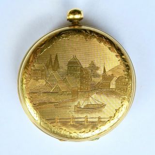 Charming Antique 18k Gold Henry Beguelin Pocket Watch Case