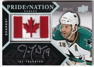 2008 - 09 Upper Deck Ud Black Pride Of A Nation Joe Thornton Patch Auto /25 Sharks