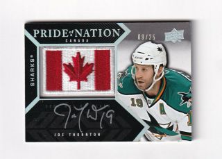 2008 - 09 Upper Deck UD Black Pride of a Nation JOE THORNTON Patch Auto /25 SHARKS 3