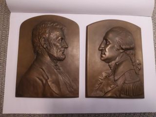 Exceptional Antique Washington And Lincoln Bronze Plaques
