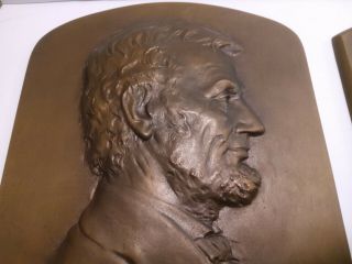Exceptional Antique Washington and Lincoln Bronze Plaques 5