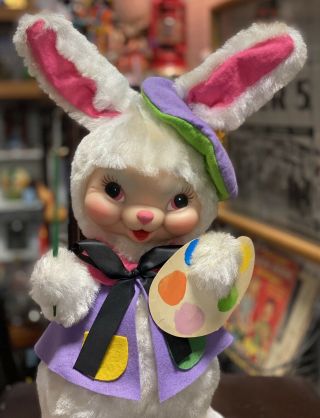 Vintage Rushton Rubber Face Rabbit Artist Bunny Doll Plush Rushton Htf