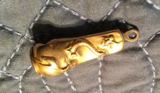 Antique Vintage Gold Metal Cigar Cutter Dragon Rare