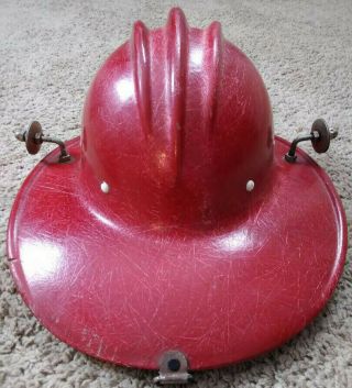Vintage E D Bullard Hard Boiled Fiberglass Safety Helmet Fireman Hat Miners Red