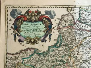 POLAND 1690 NICOLAS VISSCHER - SANSON LARGE UNUSUAL ANTIQUE MAP 17TH CENTURY 2