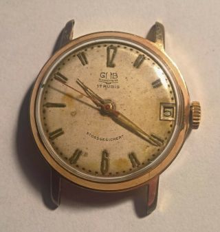 Vintage German Wristwatch Gub Glashutte 17 Jewels Date