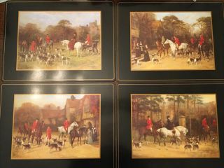 Pimpernel England Placemats 4 Tally Ho Fox Hunting Horse Equestrian Cork Bottom