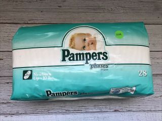 Vintage Package Pampers Phases Plastic Backed Diapers Newborn 1990 