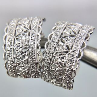 Antique Platinum Art Deco Diamond Filigree Earrings