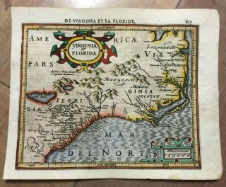 Virginia Florida 1613 Mercator Hondius Atlas Minor Unusual Antique Map
