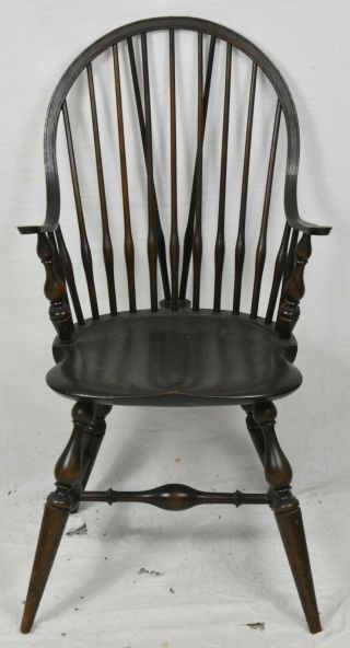 Wallace Nutting Brace Back Continuous Arm Windsor Arm Chair Bench Made
