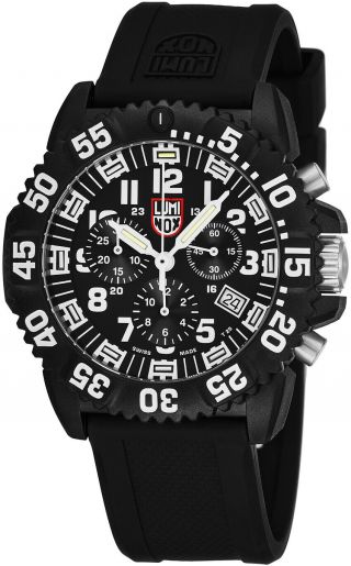 $525 Luminox Navy Seal Chronograph 200 Meter Silicone Band Swiss Watch Xs.  3081.  L