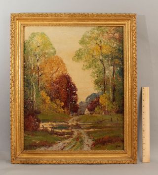 Antique Ernest Fredericks Arkansas Impressionist Country Landscape Oil Painting