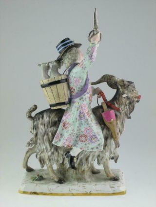 Large Antique 19th Century Meissen Porcelain Tailor Riding On Goat Circa 1860 3
