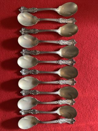 Set Of 12 Sterling Silver Reed Barton Marlborough Gold Wash Ice Cream Spoons