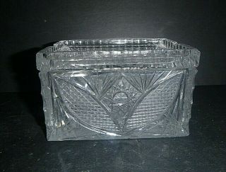 Vintage Cut Crystal 2 Piece Cigarette Box Ashtray Elaborate Design Stars