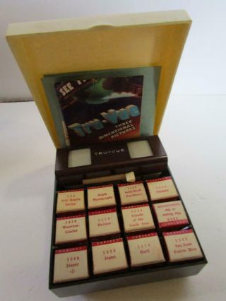 Vintage Tru - Vue Steroscope Viewer Boxed 12 Film Rolls Strips Complete Viewmaster