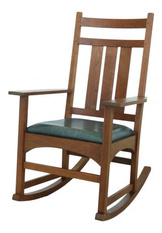 50946ec: Stickley Mission Style Solid Cherry Rocking Chair