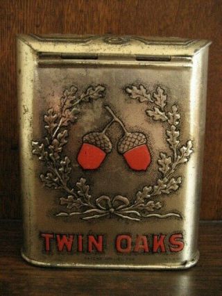 Antique Vintage Twin Oaks Tobacco Mixture Roll Top Pocket Tin 2