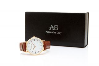 Alexander Gray Echtleder - Uhr Modische Damen Armband - Uhr Quarz - Uhr Braun/gold