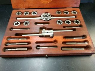 Vintage Henry L Hanson Ace Tap & Die Set 4 Thread Nc & Nf - Made In Usa