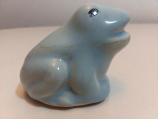 Vintage Shawnee Pottery Blue Frog Figurine 2 " Tall X 3 " Long