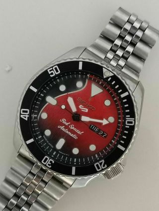 RED SPECIAL BRIAN MAY DIAL MOD SEIKO 7S26 - 0020 SKX007 AUTOMATIC WATCH 797381 3